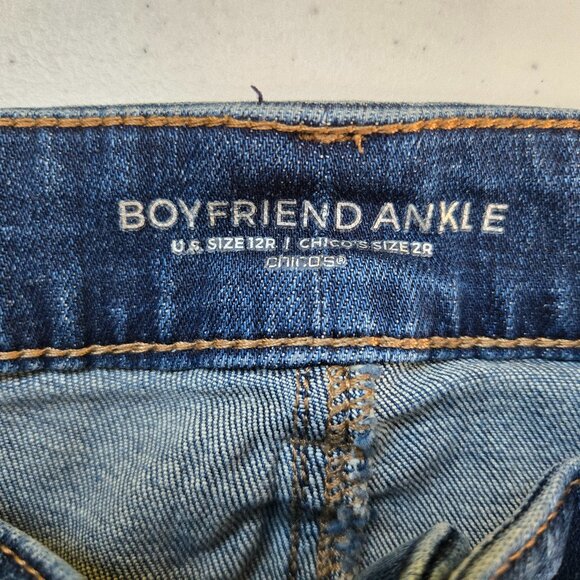 630-30 Chico’s Sequin Ankle Boyfriend Jeans Women’s Chico Size 2R (12/14) - Picture 6 of 9